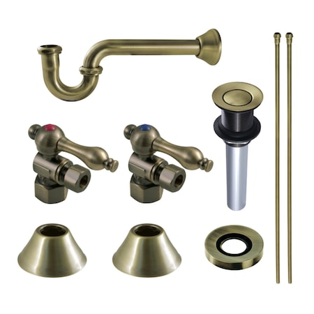 Kingston Brass CC43103VKB30 Plumbing Sink Trim Kit with P-Trap and Drain, Antique Brass CC43103VKB30